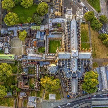 Aerial photo of topography of restricted access historical building with Matrice 600 Pro.